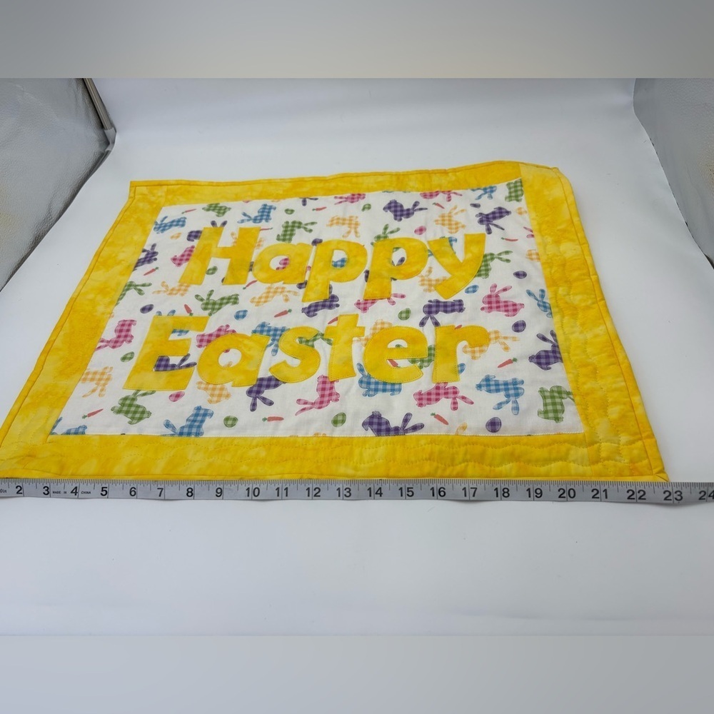 Handmade Colorful “Happy Easter” Quilted Rectangular Banner - Picture 4 of 8